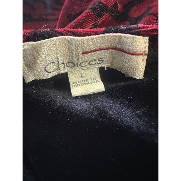 Choices Velvet Faux Wrap Blouse Lined Top Red Black Goth Vamp Whimsigoth Large - Picture 9 of 16
